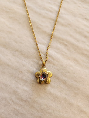 Cosette Vintage Crystal Flower Locket Necklace