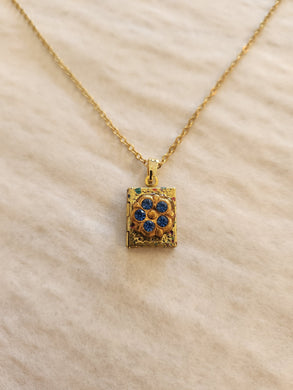 Cosette Vintage Crystal Book Shaped Locket Necklace