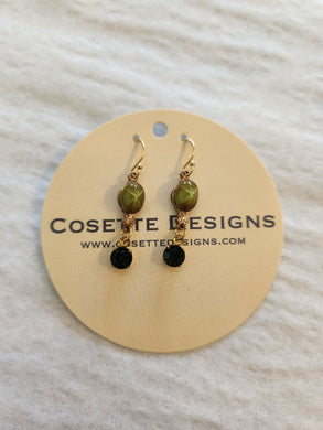 Cosette Earrings -  Green & Smoke