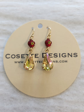 Cosette Earrings - Red Flower Drop