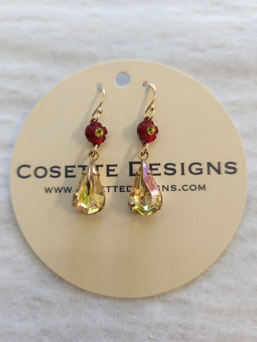 Cosette Earrings - Red Flower Drop