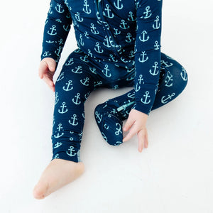 Hooked On You Nautical Bamboo Baby Convertible Footie Pjs