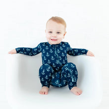 Hooked On You Nautical Bamboo Baby Convertible Footie Pjs