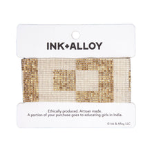 Brooklyn Two Color Squares Beaded Stretch Bracelet Gold