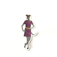 Greyhound Lady Waterproof Vinyl Sticker- Vintage Style Dog