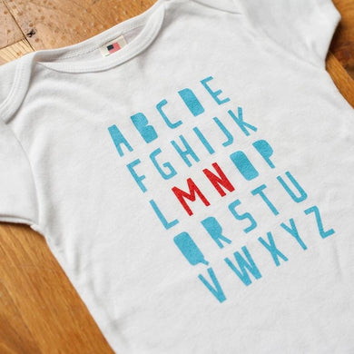 Minnesota Alphabet Baby Onesie