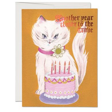 Evil Kitty & Cake Birthday Greeting Card