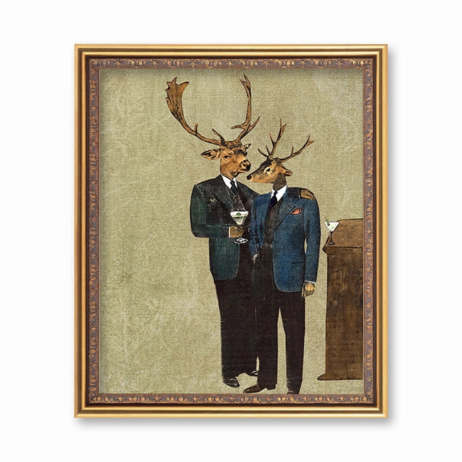 Martini Bar Deer 8X10 Art Print