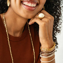 Isabella Enamel Adjustable Size Cocktail Ring - Ivory