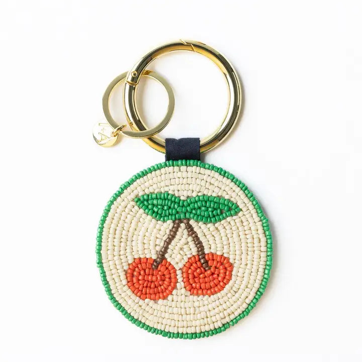 Cherries Seed Bead Bag Accessory Key Ring