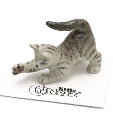 Grey Tiger Kitten Porcelain Miniature