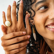 Isabella Enamel Adjustable Size Cocktail Ring - Ivory