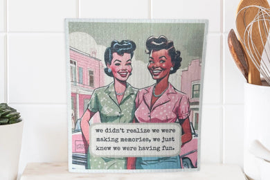 Making Memories Having Fun - Funny Vintage Swedish Dishcloth