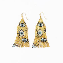 Delilah Evil Eye Beaded Fringe Earrings Gold