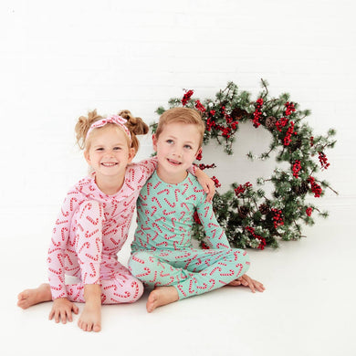 Candy Cane Lane Christmas Bamboo Two Piece Pajamas Set