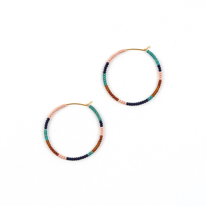 Beaded Hoop Earrings (Multiple Colors)