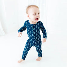 Hooked On You Nautical Bamboo Baby Convertible Footie Pjs