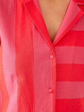 Camp Shirt - Pink Red Linen & Cotton Blend