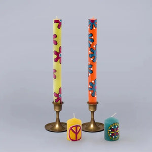 Hand Painted Taper Candles from South Africa (Set of 2 - Various Styles)