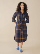 Sutton Shirtdress - Navy Yellow Plaid