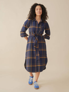 Sutton Shirtdress - Navy Yellow Plaid