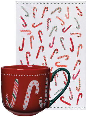 Merry Mints Candy Cane Mug and Dishtowel Set