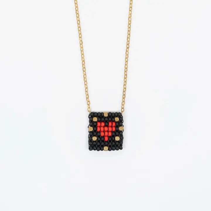 Beaded Tag Necklace - Radiant Heart