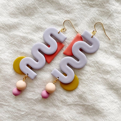 Cleo | Colorful Squiggle Polymer Clay Earrings