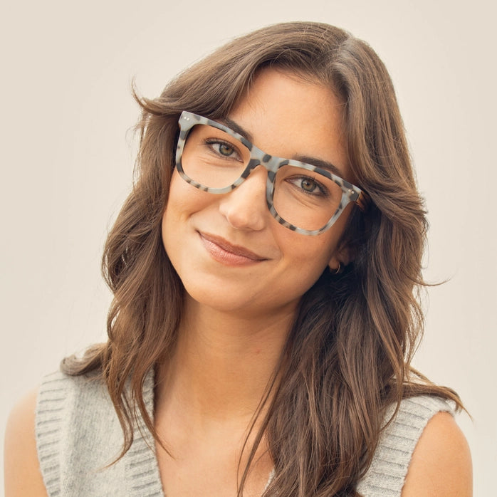 Alden - Slate Blue Tort / Zebra Wood /Blue Light Readers (1.25)