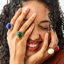 Isabella Enamel Adjustable Size Cocktail Ring - Red