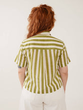 Fair Trade Benji Button Down Shirt in Green Stripe