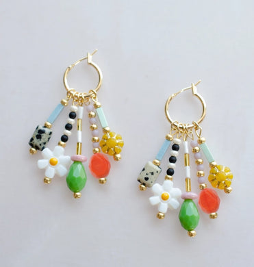 Colorful Beaded Charm Earrings