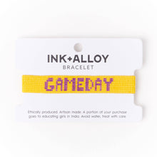 Game Day Adjustable Beaded Bracelet Yellow + Purple