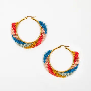 Swirl Hoop Beaded Earrings