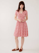 Izzy Organic Cotton Wrap Dress in Fern Beats Tangerine