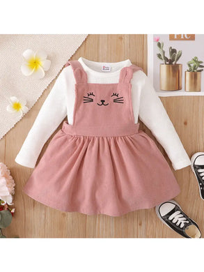 2-Piece Top & Cat Pink Dress Set