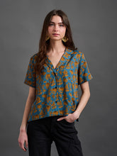 Teal Floral Camp Shirt