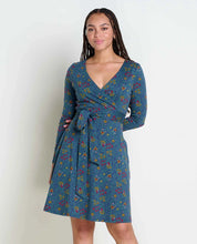 Cue Navy Floral Wrap Long Sleeve Dress