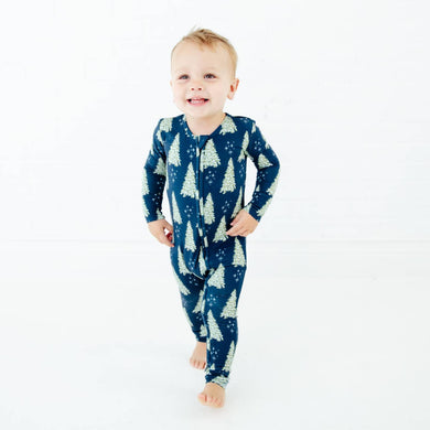 All Spruced Up Bamboo Christmas Trees Convertible Footie Pajamas