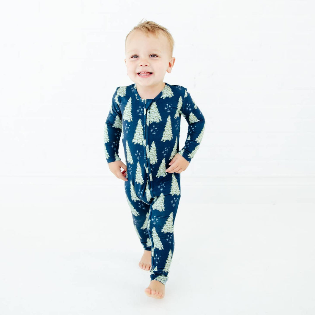 All Spruced Up Bamboo Christmas Trees Convertible Footie Pajamas