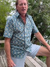 Men's Button Down Shirt— Blue Medallion