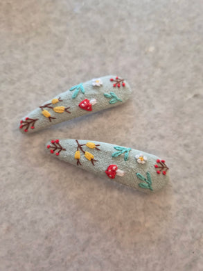 Embroidered Hair Clips – Set of Two (Multiple Styles)