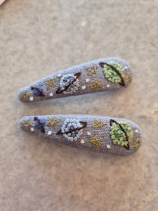 Embroidered Hair Clips – Set of Two (Multiple Styles)