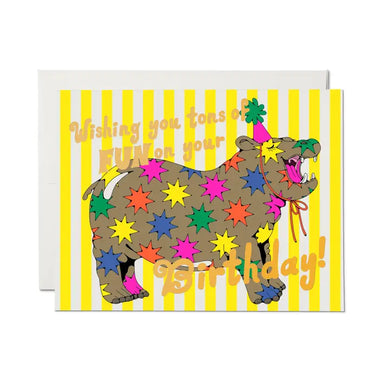Hippo Wishing You Tons of Fun on Your Birthday Greeting Card