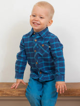 Navy & Blue Organic Cotton Kids Flannel