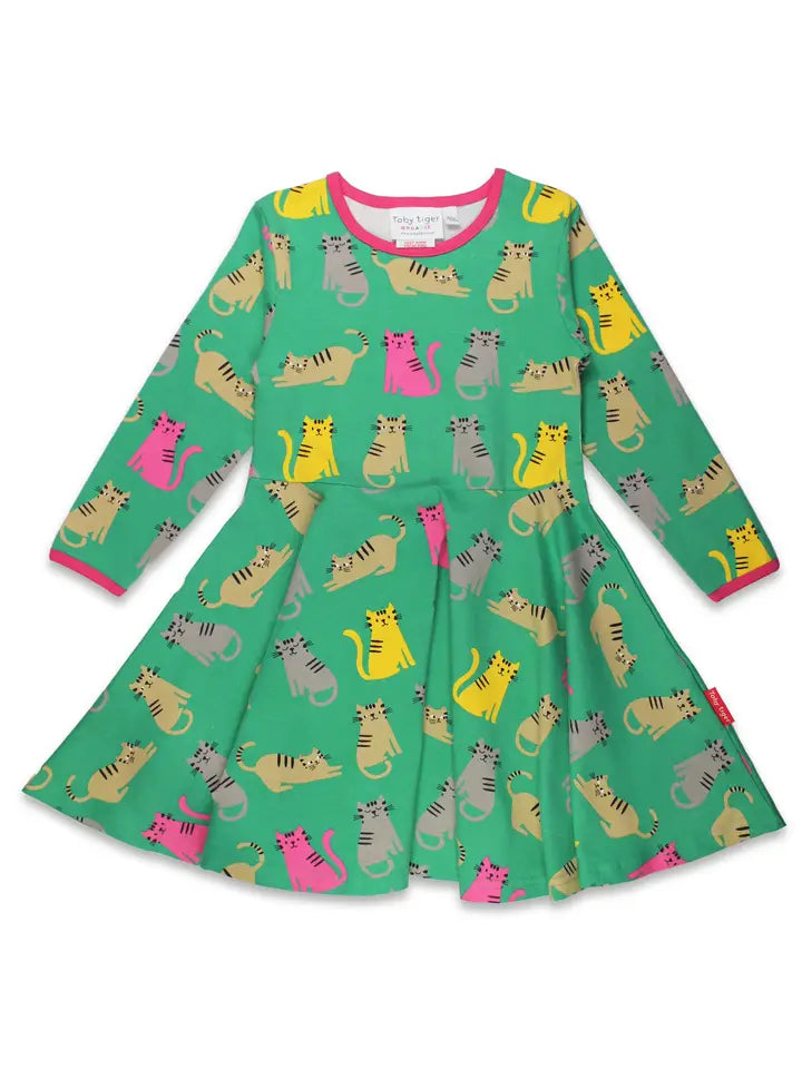 Organic Kitten Print Skater Dress