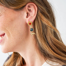 Calliope Horse Glass + Carnelian Stone Earrings Brass