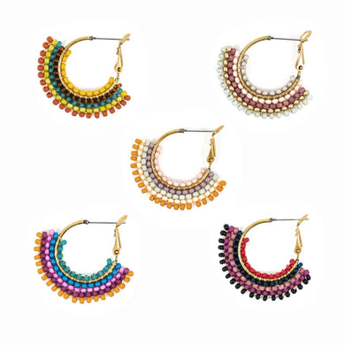 Beaded Skirt Hoop Earrings