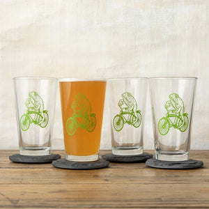 Frog Bike Pint Glass