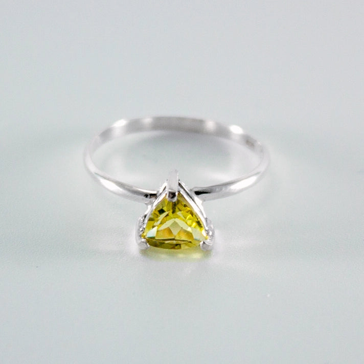 Lemon Topaz Trillion Solitaire Sterling Silver Ring